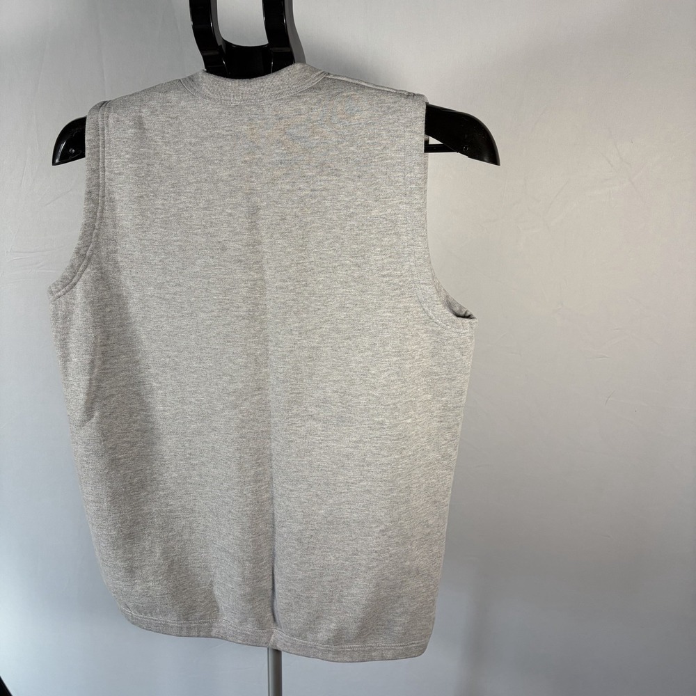 VTG Medium Applieque Floral Gray Sweater Vest 90s Whimsygoth Pockets Cottage - Picture 7 of 11